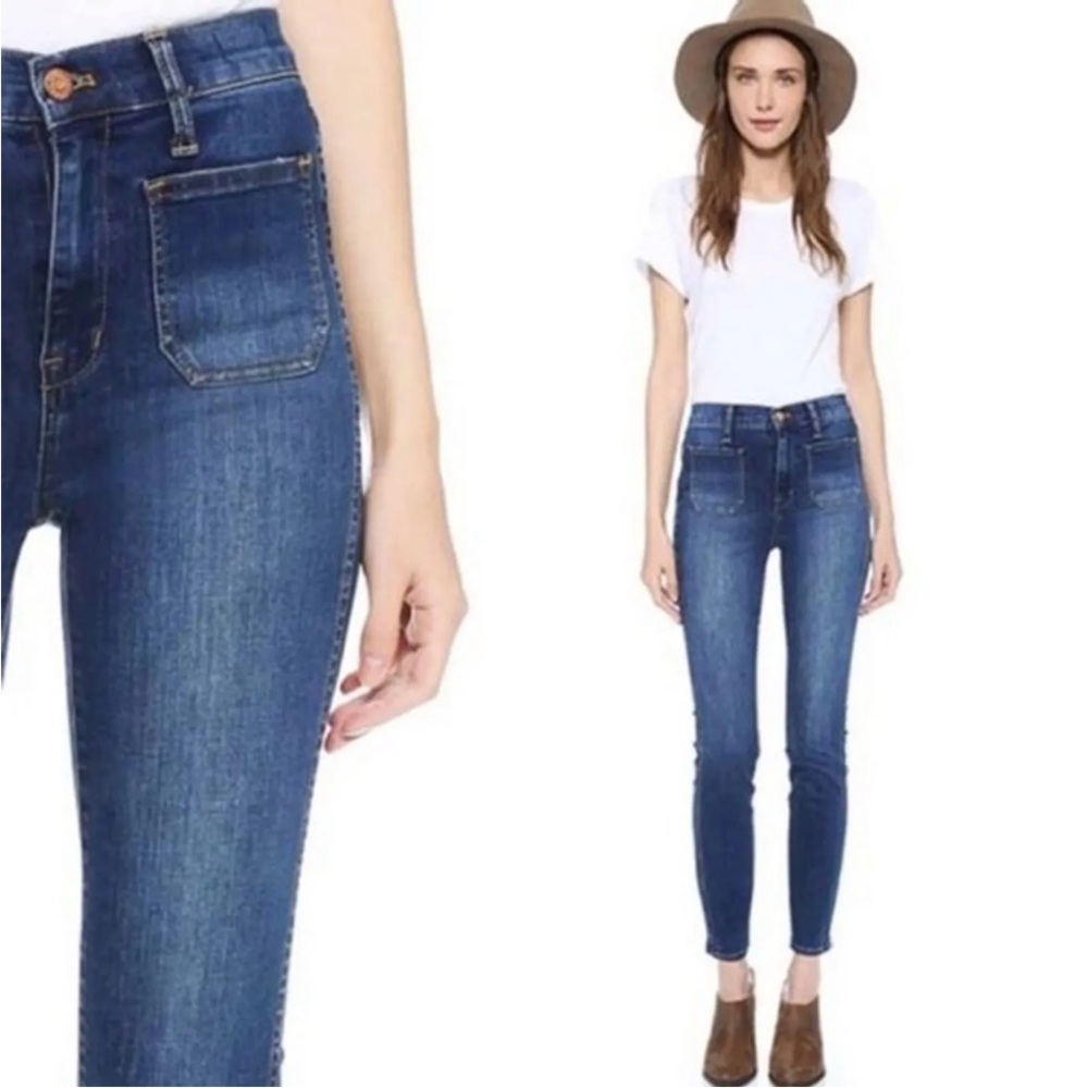 50%offw❤️ Madewell High Rise sailor Skinny Jeans Dark Denim Size 24